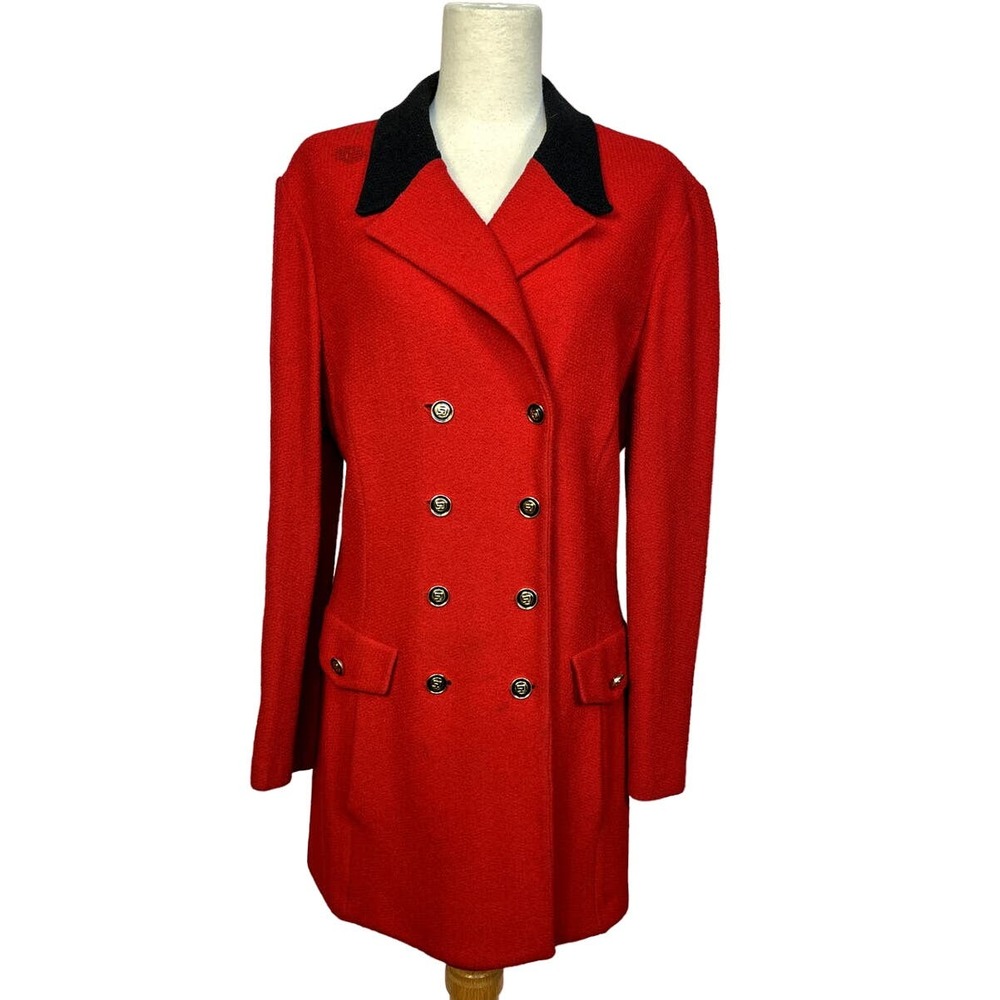 1990s St. John Red Coat | Size 12 | Bust 42 | Vintage VTG